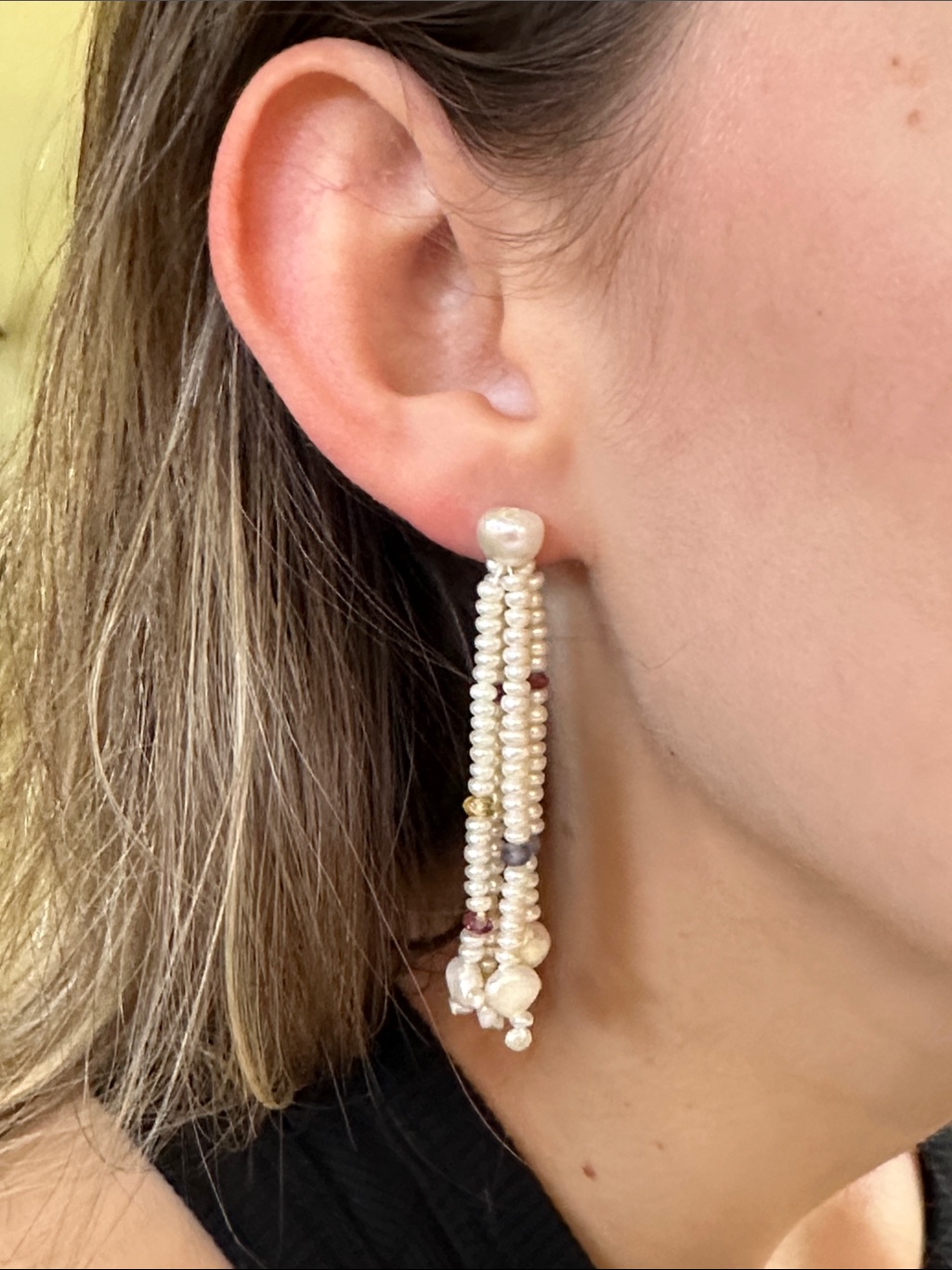 14k Solid Gold Freshwater Pearl Real Gemstone Earrings